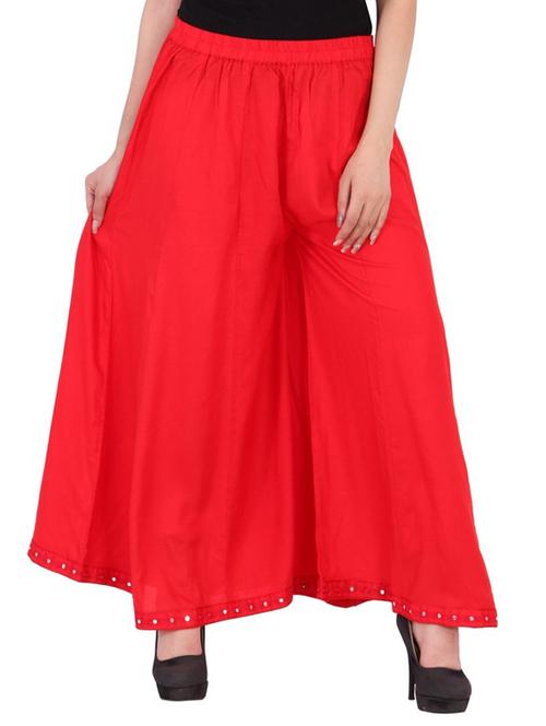 red rayon flared palazzo - 15255931 - Very Small Image - 1