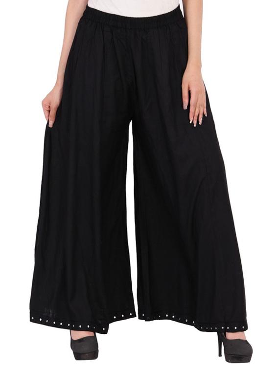 black rayon flared palazzo - 15255936 - Zoom Image - 1