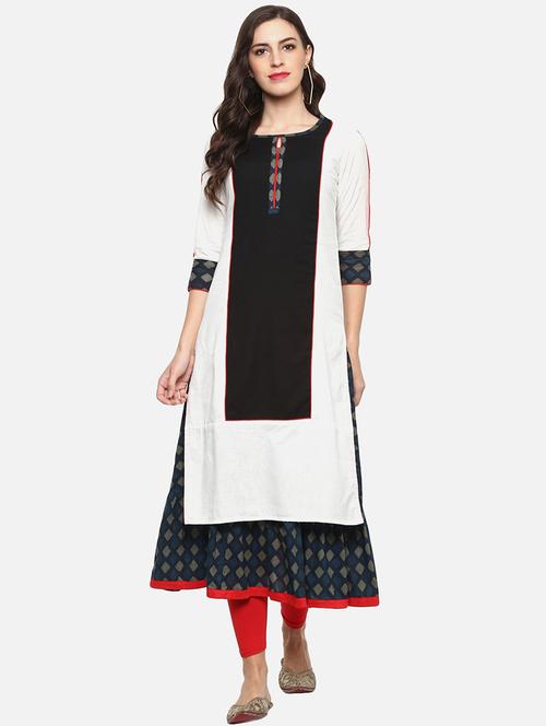 printed layered kurta - 15256390 - Standard Image - 1