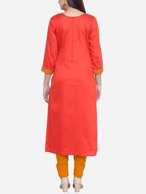 red embroidered unstitched straight pant suit - 15257664 - Standard Image - 3