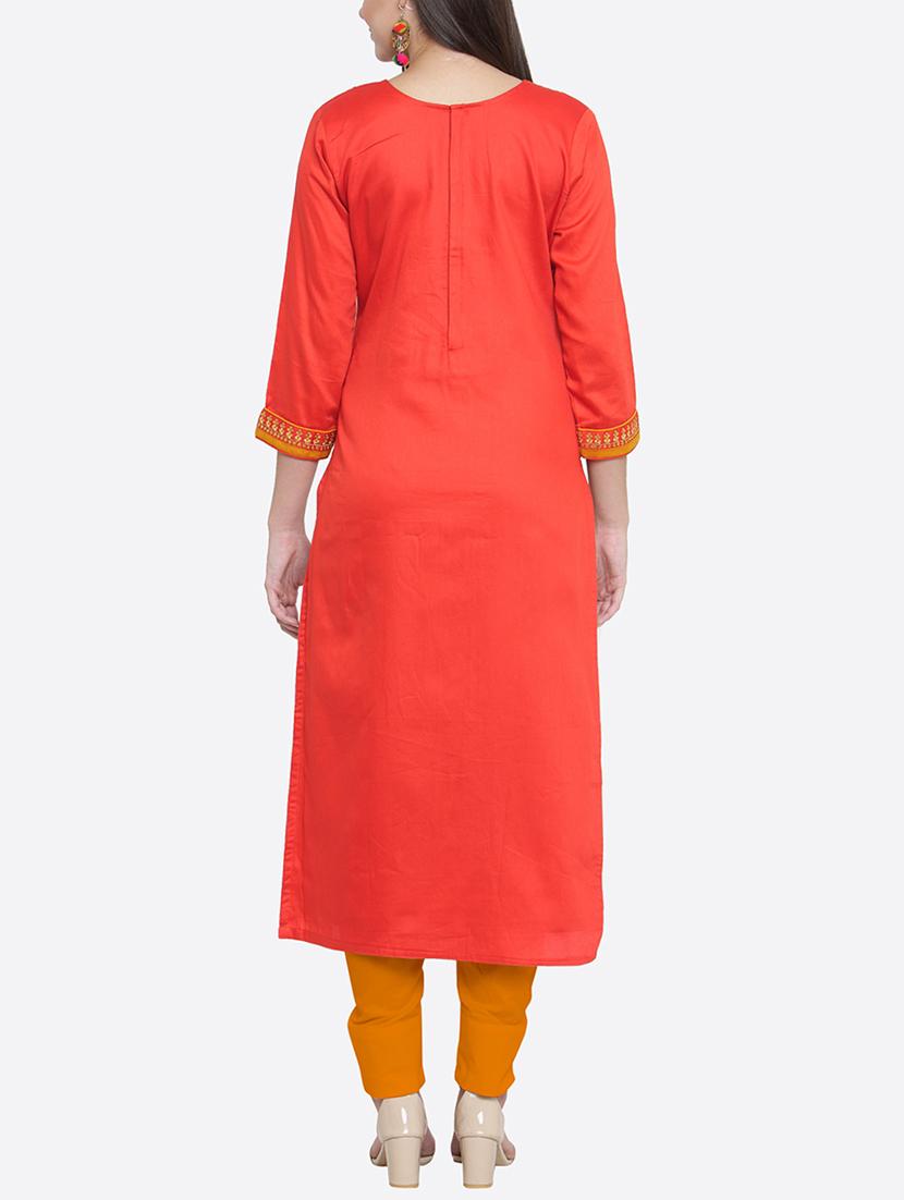 red embroidered unstitched straight pant suit - 15257664 - Zoom Image - 3