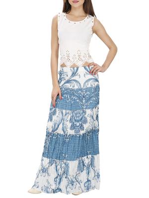 light blue cotton aline skirt - 15258098 - Standard Image - 4