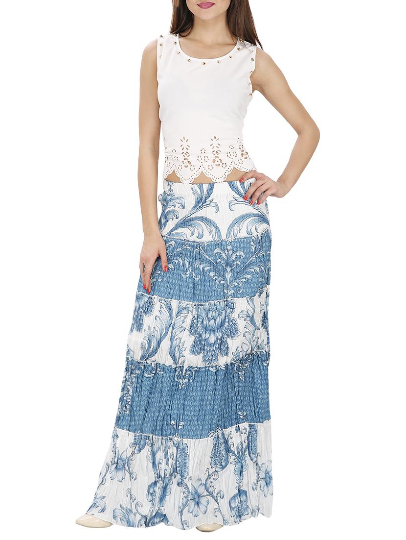 light blue cotton aline skirt - 15258098 - Zoom Image - 4
