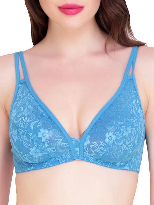 textured detail plunge neck bra - 15258566 - Standard Image - 1