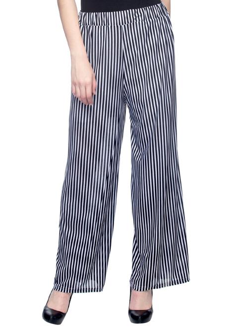 black striped viscose palazzo - 15258635 - Standard Image - 1