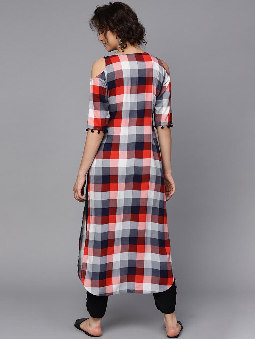 checkered kurta pant set - 15259856 - Zoom Image - 3