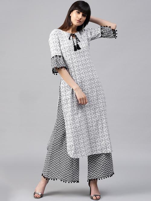 printed kurta palazzo set - 15259898 - Standard Image - 1