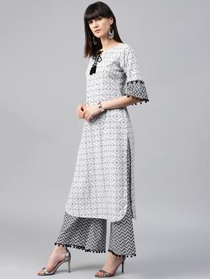 printed kurta palazzo set - 15259898 - Standard Image - 2