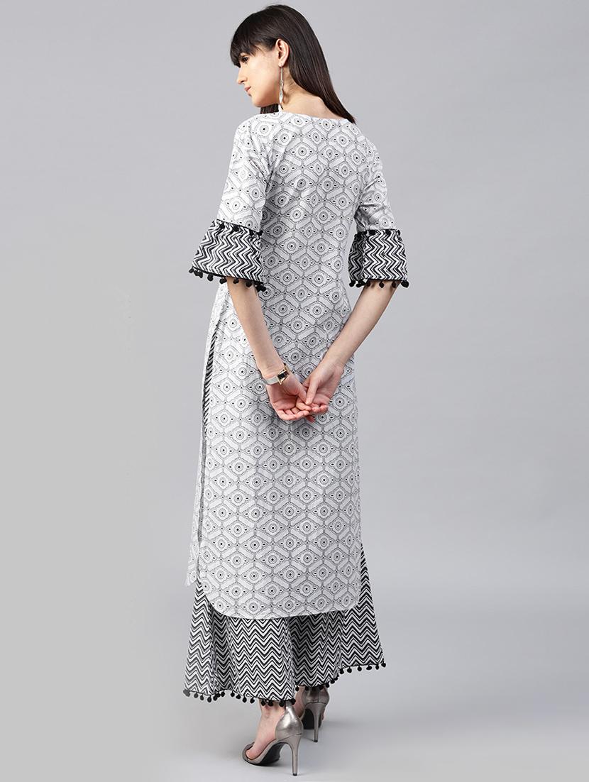 printed kurta palazzo set - 15259898 - Zoom Image - 3