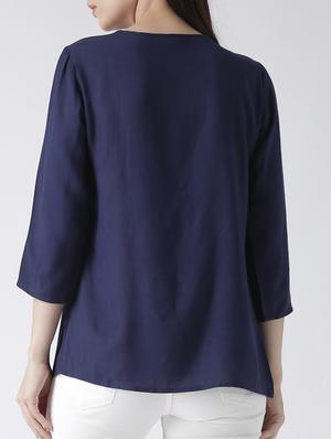 tie front embroidered top - 15260002 - Standard Image - 3