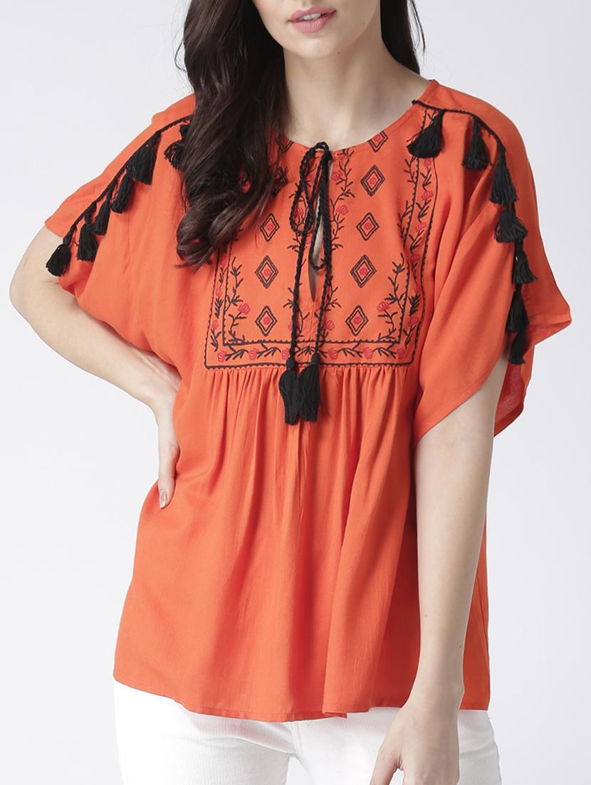 tie front tassel detail top - 15260005 - Zoom Image - 1