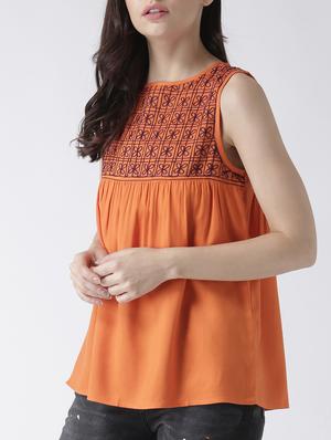 gather detail embroidered top - 15260024 - Standard Image - 2