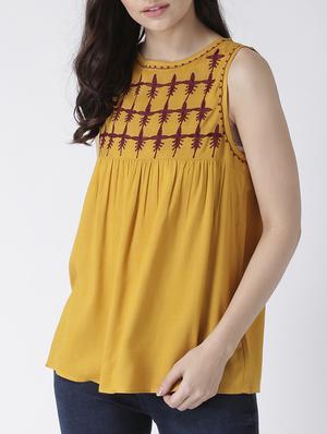 keyhole back embroidered top - 15260025 - Standard Image - 2