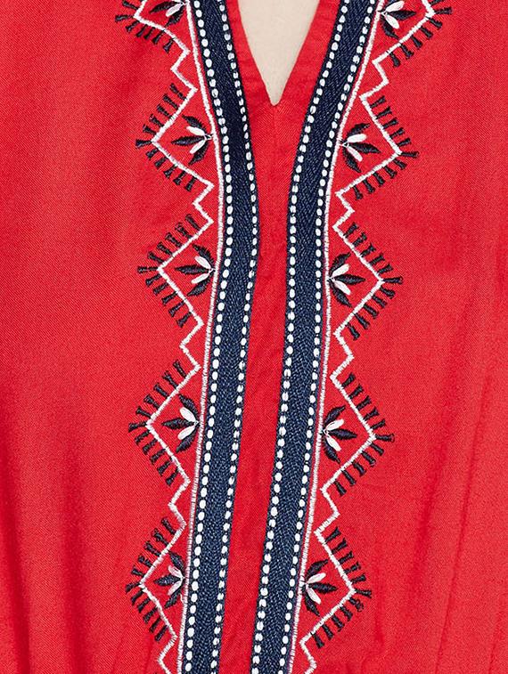 red viscose belted dress - 15260706 - Zoom Image - 4