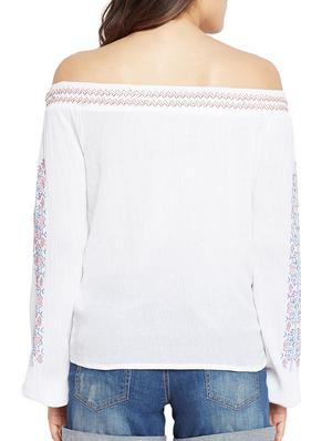white viscose embroidered top - 15260821 - Standard Image - 3