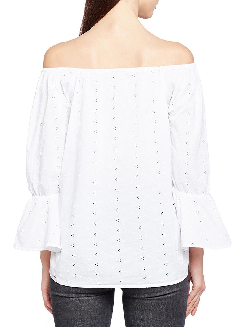 schiffli off shoulder top - 15260871 - Zoom Image - 2