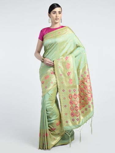 Zari woven saree with blouse - 15261822 - Very Small Image - 1