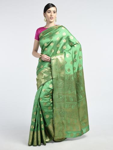 Zari woven saree with blouse - 15261831 - Very Small Image - 1