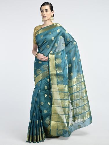 Zari woven saree with blouse - 15261844 - Very Small Image - 1
