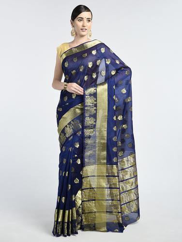 Zari Conversational woven saree with blouse - 15261851 - Very Small Image - 1