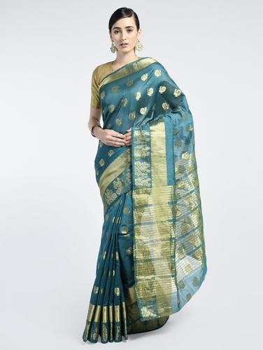 Zari Conversational woven saree with blouse - 15261853 - Very Small Image - 1