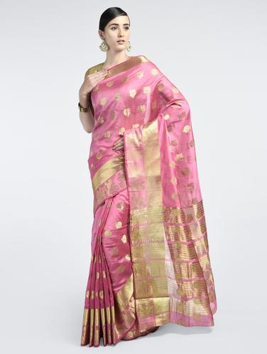 Zari Conversational woven saree with blouse - 15261856 - Very Small Image - 1