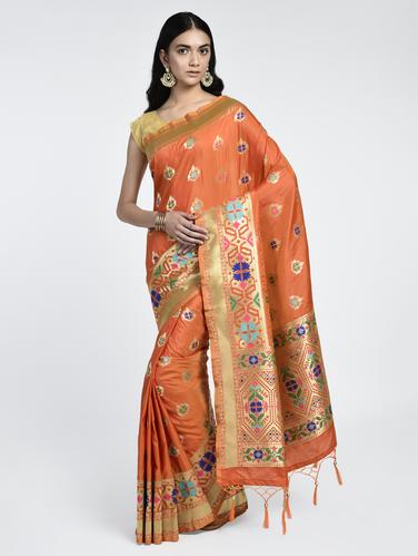 Zari banarasi saree with blouse - 15261869 - Very Small Image - 1