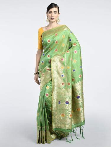 Zari banarasi saree with blouse - 15261870 - Very Small Image - 1