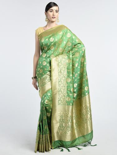 Zari banarasi saree with blouse - 15261881 - Very Small Image - 1
