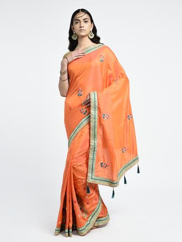 Gota patti work saree with blouse - 15261897 - Very Small Image - 1