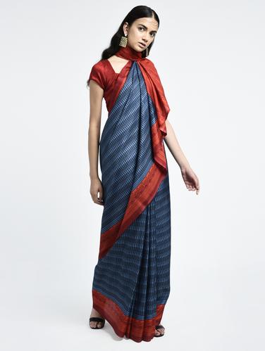Paisley Printed saree with blouse - 15261912 - Very Small Image - 1