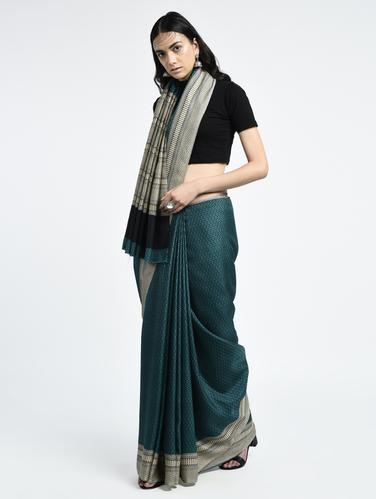 Geometrical printed saree with blouse - 15261917 - Very Small Image - 1
