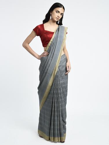 Geometrical printed saree with blouse - 15261919 - Very Small Image - 1