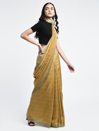 Geometrical printed saree with blouse - 15261927 - Very Small Image - 1
