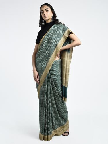 Paisley Printed saree with blouse - 15261928 - Very Small Image - 1