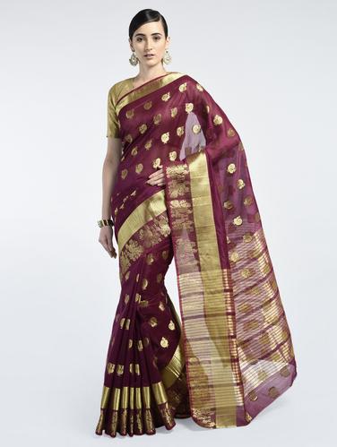 Zari woven saree with blouse - 15261932 - Very Small Image - 1