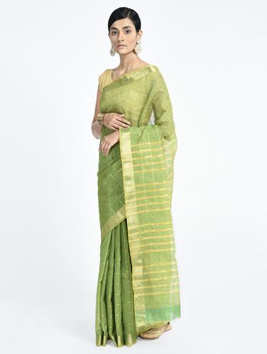 Zari kota doria saree with blouse - 15261938 - Very Small Image - 1