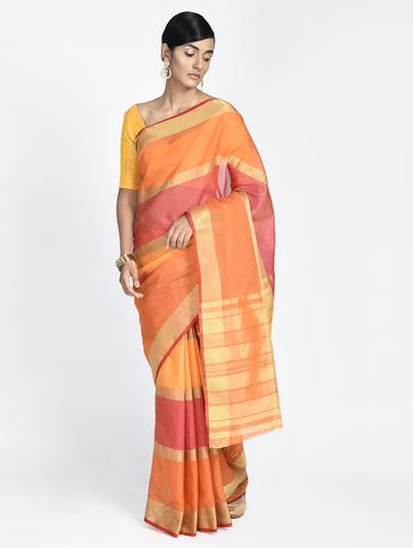 Zari kota doria saree with blouse - 15261939 - Very Small Image - 1