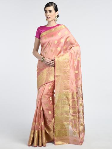 Zari paisley woven saree with blouse - 15261942 - Very Small Image - 1