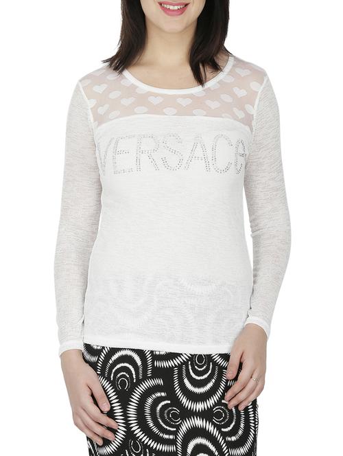 Embellished sheer yoke and sleeve top - 15262279 - Standard Image - 1