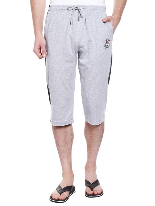 grey cotton three - fourth shorts - 15262995 - Standard Image - 1