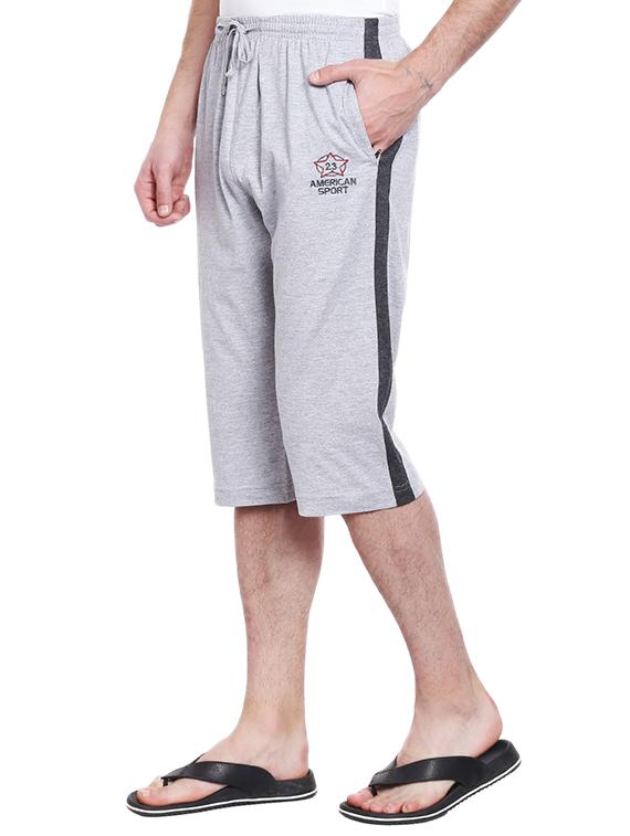 grey cotton three - fourth shorts - 15262995 - Zoom Image - 2