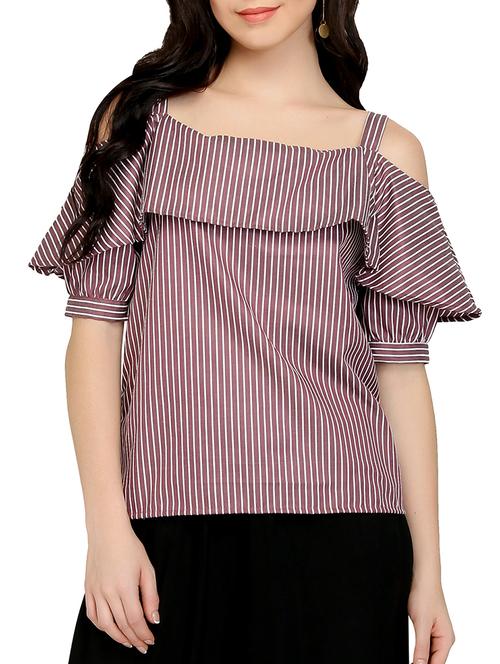 cold shoulder striped top - 15263088 - Standard Image - 1