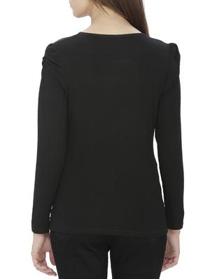 mesh embellished yoke printed top - 15263452 - Standard Image - 3