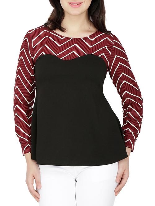 chevron paneled a-line top - 15263476 - Standard Image - 1