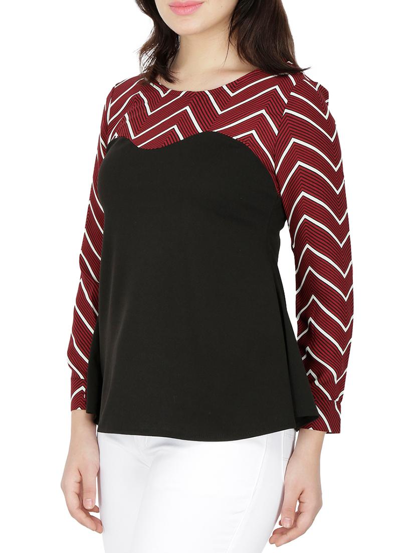 chevron paneled a-line top - 15263476 - Zoom Image - 2