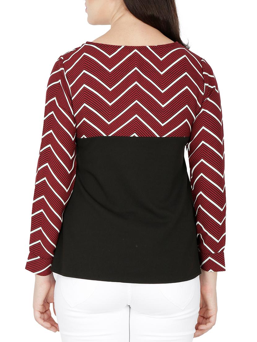 chevron paneled a-line top - 15263476 - Zoom Image - 3