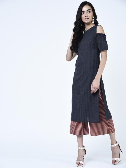 straight cold shoulder kurta - 15264282 - Very Small Image - 1