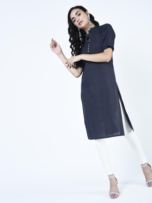 blue straight kurta - 15264290 - Very Small Image - 1