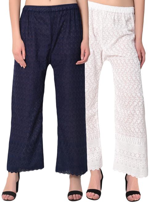 blue cotton combo palazzo - 15265273 - Standard Image - 1